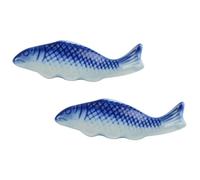 CLISPEED 2pcs Ceramic Chopstick Racks Long Fish Shape Chopsticks Rest Kitchen Cutlery Holder Table Decor for Dining and Chinese Food
