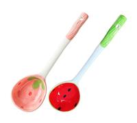 CLISPEED 2Pcs Ceramic Fruit Shaped Dessert Spoons for Ice Cream and Coffee Smooth Polished Tiny Teaspoons for Cakes Yogurt and Beverages Household Tableware