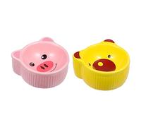 CLISPEED 2pcs Ceramic Hamster Bowl Pet Food Feeder Adorable Cartoon Design for Hamsters Chinchillas Animals Random Style