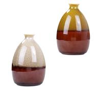 CLISPEED 2pcs Ceramic Hydroponic Vases Desktop Flower Containers in Yellow and White Simple Chic Tabletop Ornaments for Tulips Roses Freesia and Branches Home Decor