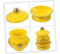 CLISPEED 2pcs Ceramic Lotus Water Offering Cup for Buddhist Worship Vintage Holy Water Cup for Temple Home Office Rituals and Feng Shui Decor