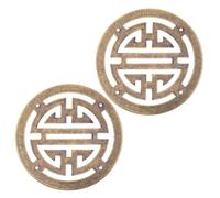 CLISPEED 2Pcs Chinese Style Copper Corner Protectors for Jewelry Box, Vintage Wood Cabinet Appliques, 6.4Cm Antique Brass Decorative Edge Guards for Small Furniture