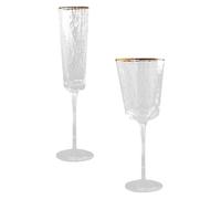 CLISPEED 2pcs Crystal Wine Glass Whiskey Glassware High-Foot Design Glass Elegant European Style Golden Hammer Pattern Party Drinkware