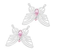 CLISPEED 2pcs Cubic Zirconia Butterfly Pendant Charms Alloy Spacer Beads with Through Hole for Diy Jewelry Making Earrings Bracelets Handbag and Shoe Embellishments