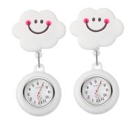 CLISPEED 2pcs Cute Nurse Pocket Watch Retractable Hanging Chest Watch with Smile for Students and Nurses Durable Easy to Wear Practical for Friends