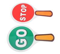 CLISPEED 2pcs Double-Sided Handheld Stop Sign Paddle Red Green Traffic Safety Teaching Tool for Street Road Traffic Control and Safety Game