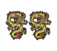 CLISPEED 2pcs Dragon Designed Embroidery Applique Sew-on Patches for Clothes and Bags, Polyester Material with Easy to Store Feature, for Sewing and Decorating Clothes