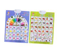CLISPEED 2pcs Educational Audio Posters Bilingual English Chinese Learning Chart Early Childhood Enlightenment Safe Material Hanging Wall Charts