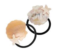 CLISPEED 2pcs Elastic Shell Hair Ties for Women Fashionable Ponytail Holders with Chic Ocean Star Design Soft Stretch Bands for Medium to Thick Hair Matching Various Outfits