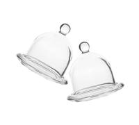 CLISPEED 2Pcs Elegant Glass Cake Plate with Dome Cover Protective Dessert Display Stand for Birthday and Wedding Freshness Preserving Cupcake Presentation Easy Clean Dessert Dome with Base