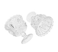 CLISPEED 2pcs Embossed Glass Dessert Bowls Heat Resistant Footed Ice Cream Cups Transparent Trifle Serving Dishes for Fruit Pudding and Cold Hot Desserts