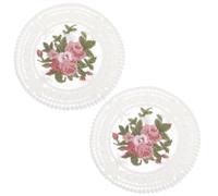 CLISPEED 2Pcs Embroidered Flower Coasters Round Lace Doilies 4.65In Floral Table Mats Heat-Resistant Drink Coasters for Wedding Tea Party Home Decor