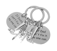 CLISPEED 2pcs Father's Day Stainless Steel Keychain Key Ring with Hammer and Wrench Design Practical Decorative Keychain Dad Daddy Silver Keyrings