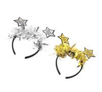 CLISPEED 2pcs Festive Glitter Star Headbands with Sparkling Tinsel Design for New Year and Holiday Celebrations, Unique Felt Material to Stand and Elevate Holiday Spirit