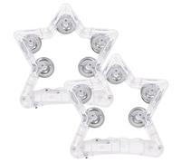 CLISPEED 2pcs Five-pointed Star Flashing Bell Musical Handheld Percussion Instrument for Party Stage Prop LED Light Glow Dark Tambourine Toy for Boys and Girls Adults