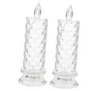CLISPEED 2pcs Flameless LED Candle Lamps in Candle Shape Plastic Table Lamps for Desktop Decoration, for Marriage Proposals and Candlelight Dinners, Decorative Party Lighting with Romantic