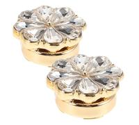 CLISPEED 2pcs Flower-shaped Cufflinks for Women and Men Adorned Sparkling Rhinestones, Golden Alloy Button Covers to Enhance Elegance and Grace, for Tuxedo and Business Shirts