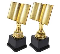 CLISPEED 2pcs Gold Book Shaped Reading Award Trophies for Student Reading Competitions Large Plastic Achievement Prizes to Classroom Excellence