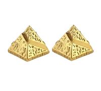 CLISPEED 2PCS Golden Egyptian Pyramid Model Khufu Mausoleum Building Decor Delicate Sand Table Accessories Home Office Bonsai Ornament Gift for Culture Enthusiasts