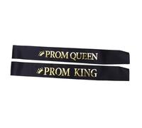 CLISPEED 2Pcs Graduation Shoulder Girdle Black with Gold Letters Prom King Queen Sash Party Supplies Ceremony Decoration for Men and Women