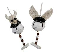 CLISPEED 2pcs Halloween Skull Bells Wind Chimes for Porch Garden Outdoor Hanging Decor Durable Gothic Style European Design Spooky Haunted House Ornaments
