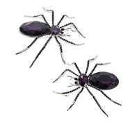 CLISPEED 2pcs Halloween Spider Brooch Rhinestone Crystal Lapel Pin Bling Badge Jewelry Decoration for Clothing Suit Hat Bag Skirt Supplies