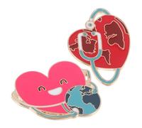 CLISPEED 2pcs Heart Brooch Durable Metal Nurse Lapel Pin Badge for Doctors and Nursing Uniforms Elegant Heart Shaped Medical Accessories Celebrating Compassion and Dedication