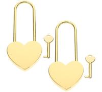 CLISPEED 2pcs Heart Shape Padlock Mini Luggage Lock with Keys Small Gold Love Lock for Suitcase Diary Travel Bag and Travel Use