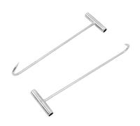 CLISPEED 2Pcs Heavy Duty T-Handle Manhole Cover Hooks Lifting Tools for Storm Drain Grates and Sewer Lid Removal, Silver Steel Manhole Hook Pullers for Utility and Maintenance Use