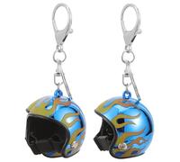 CLISPEED 2pcs Helmet Key Ring Motorbike Helmet Key Chain 3.93x1.77x1.77in Metal Plastic Creative Stylish Portable Keyrings Bag Charms