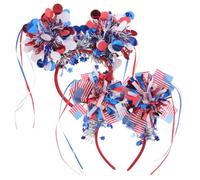 CLISPEED 2pcs Independence Day Headbands with American Flag Design, Comfortable Plastic Material, Vibrant Colours, for 4th of July Party and Festive Outfits