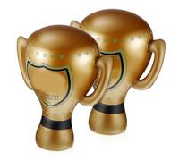 CLISPEED 2Pcs Inflatable Trophy Cup with Handles PVC Simulation Prize Prop for Games Classroom Activities Portable Competition Award Decoration
