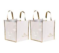 CLISPEED 2pcs Insulated Food Bags Portable Cooler with Lid Foldable White Large Capacity Easy to Clean Cake Carrier for Picnic and Takeaway