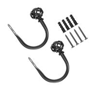 CLISPEED 2pcs Iron U-shape Curtain Hooks Wall Mounted Tiebacks for Living Bedroom Holdbacks Multifunctional for Drapes Clothes Hats Bags Keys Towels European Elegant Style
