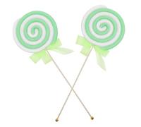 CLISPEED 2pcs Large Lollipop Prop Bright Green Candy Ornaments Scene Decorations for Photography DIY Crafts Party Supplies
