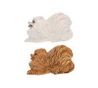 CLISPEED 2PCS Lifelike Dog Model Decor Realistic Animal Figurines for Education Home Decoration White Brown Fun Plaything Aesthetic Photo Prop