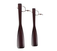 CLISPEED 2Pcs Long Handle Wooden Shoehorns Ergonomic Shoe Lifter for Easy Wearing Durable Beech Material Convenient Storage with Hanging Rope for Household and Travel Use
