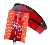 CLISPEED 2pcs Magnetic Laser Level Target Plates with Heavy Duty Abs Stand for Alignment and Measurement, Red Board with Strengthened Visibility and Magnetic Design