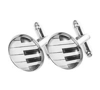 CLISPEED 2pcs Mens Piano Pattern Cufflinks and Tuxedo Shirt Studs Retro Silver Tone Button Covers for Formal Suits Wedding Business Him