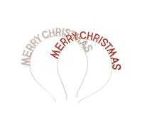 CLISPEED 2PCS Merry Christmas Rhinestone Hair Hoops Delicate Xmas Hair Accessories with Red Rose Gold Letters Festive Headbands for Women for Christmas and Year Parties