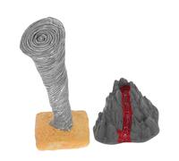 CLISPEED 2pcs Micro-landscape Model: Miniature Volcano & Tornado Models For Kids - Plastic Toys For Teaching And Collecting