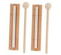CLISPEED 2pcs Mindfulness Hand Bell Chimes Set Wooden Mallet, Tuned Meditation and Yoga Chime Percussion Instruments for Classroom, Prayer, and Relaxation