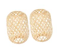 CLISPEED 2PCS Mini Bamboo Lampshade Woven Handcrafted Rustic Lantern Light Cover for Pendant Ceiling Fan Chandelier Compact Portable Decorative Basket Lamp Shade for Cozy Home Ambiance