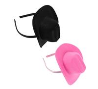 CLISPEED 2pcs Mini Cowboy Hat Headband Stylish Cowgirl Festival Accessories for Women and Portable Western Headpiece for Halloween Carnival Party Hair Styling