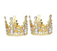 CLISPEED 2Pcs Mini Gold Metal Crown Cake Toppers Vintage Baroque Style for Wedding Birthday Shower Cupcakes and Desserts Chic Party Decoration Accessories