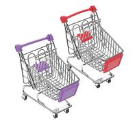 CLISPEED 2Pcs Mini Iron Art Food Baskets for Fried Chicken and Chips Creative Frying Basket Multifunctional Supermarket Cart Style Holders for Home and Restaurant Use Random Color