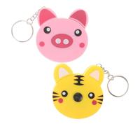 CLISPEED 2pcs Mini Retractable Tape Measure Keychain Abs Cartoon Animal Design Pocket Measuring Tape Accessory with Tiger Pig for Sewing Tailoring Crafts