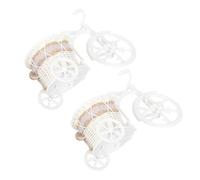 CLISPEED 2pcs Mini Woven Bicycle Flower Baskets Jute Rope Wheels, Portable Multi-Function Tabletop Storage and Home Flower Organizer for Wedding Decoration