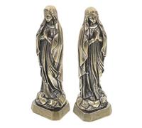 CLISPEED 2pcs Miniature Brass Mary Statue Set, Vintage European Style Catholic Mary Sculpture with Lifelike Depiction and Hardwearing Material, for Church Decoration Or Home Altar Display