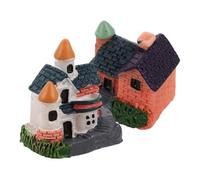 CLISPEED 2pcs Miniature Resin Cottage House Figurines Traditional Chinese Countryside Architecture Micro Landscape Decor for Fairy Garden Terrarium Bonsai